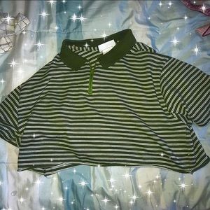 forest green collard crop top
